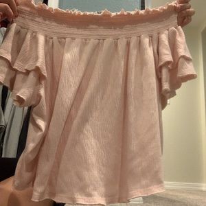 Off the Shoulder Nude Pink Blouse